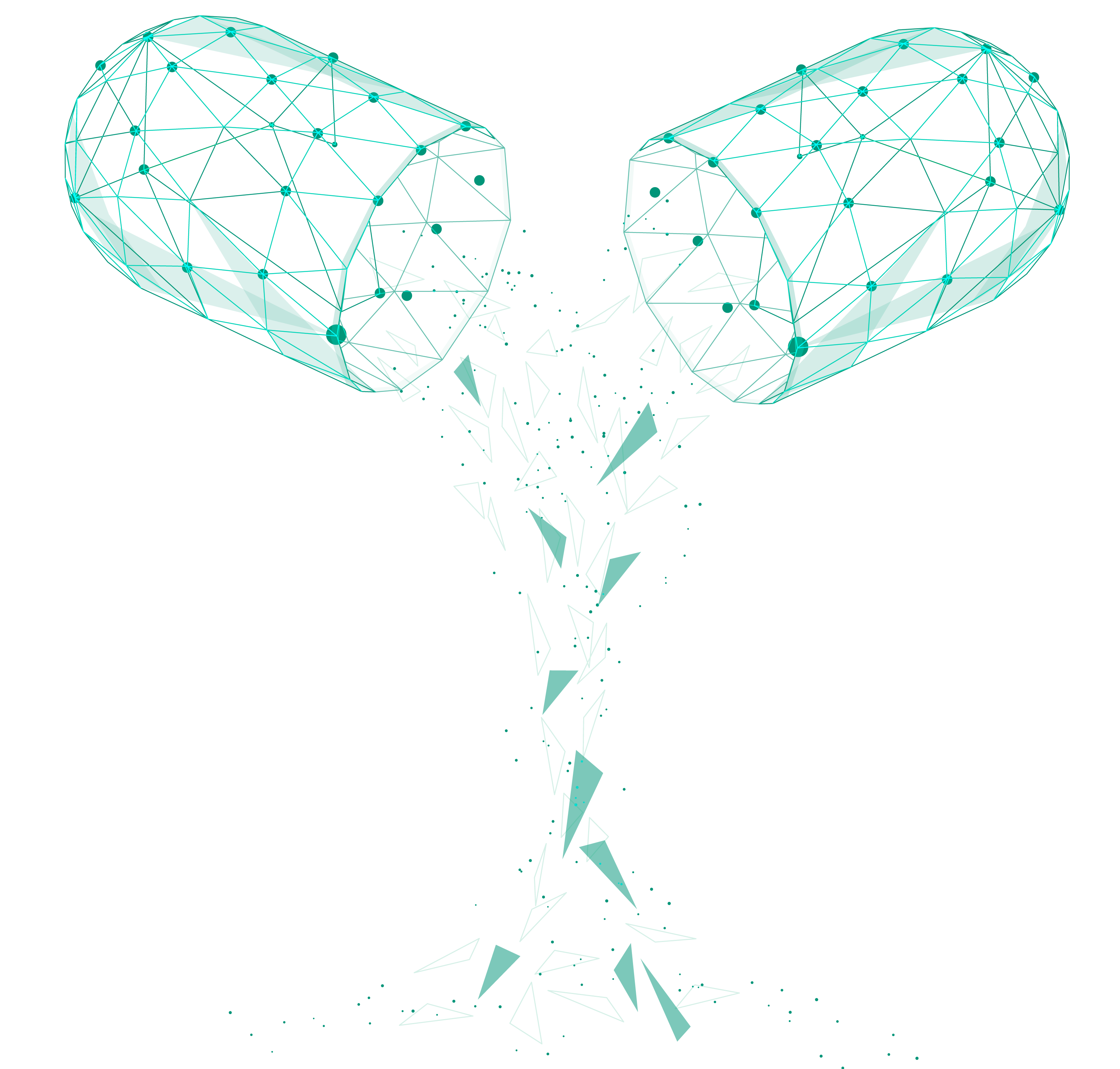 Dynamic teal wireframe representation of a capsule, illustrating a conceptual pharmaceutical design