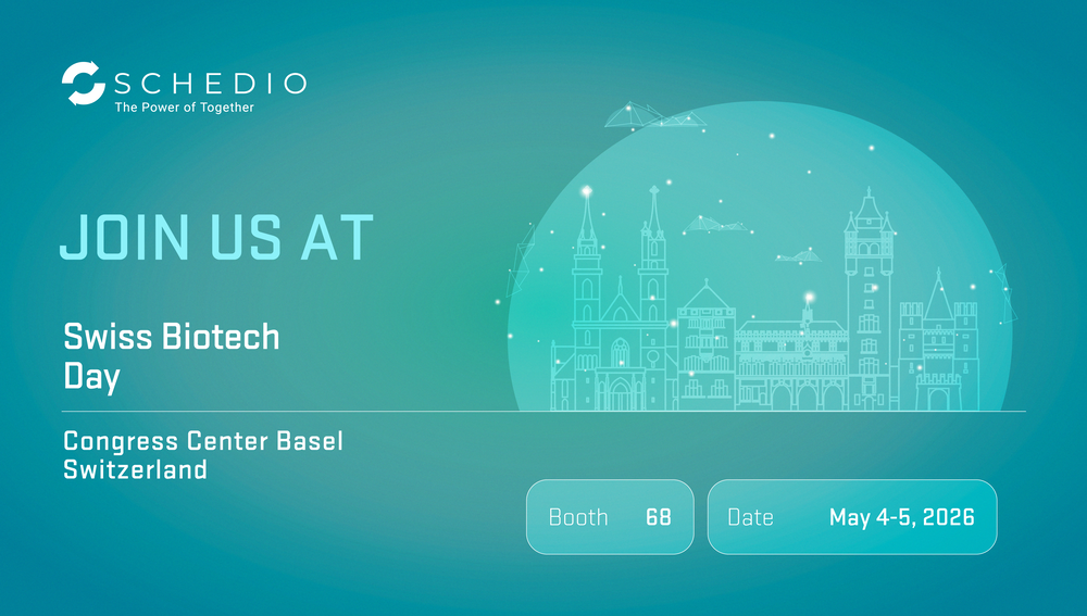 Preview for Swiss Biotech Day 2026 in Basel, an event where Schedio connects with the biotech and pharma community