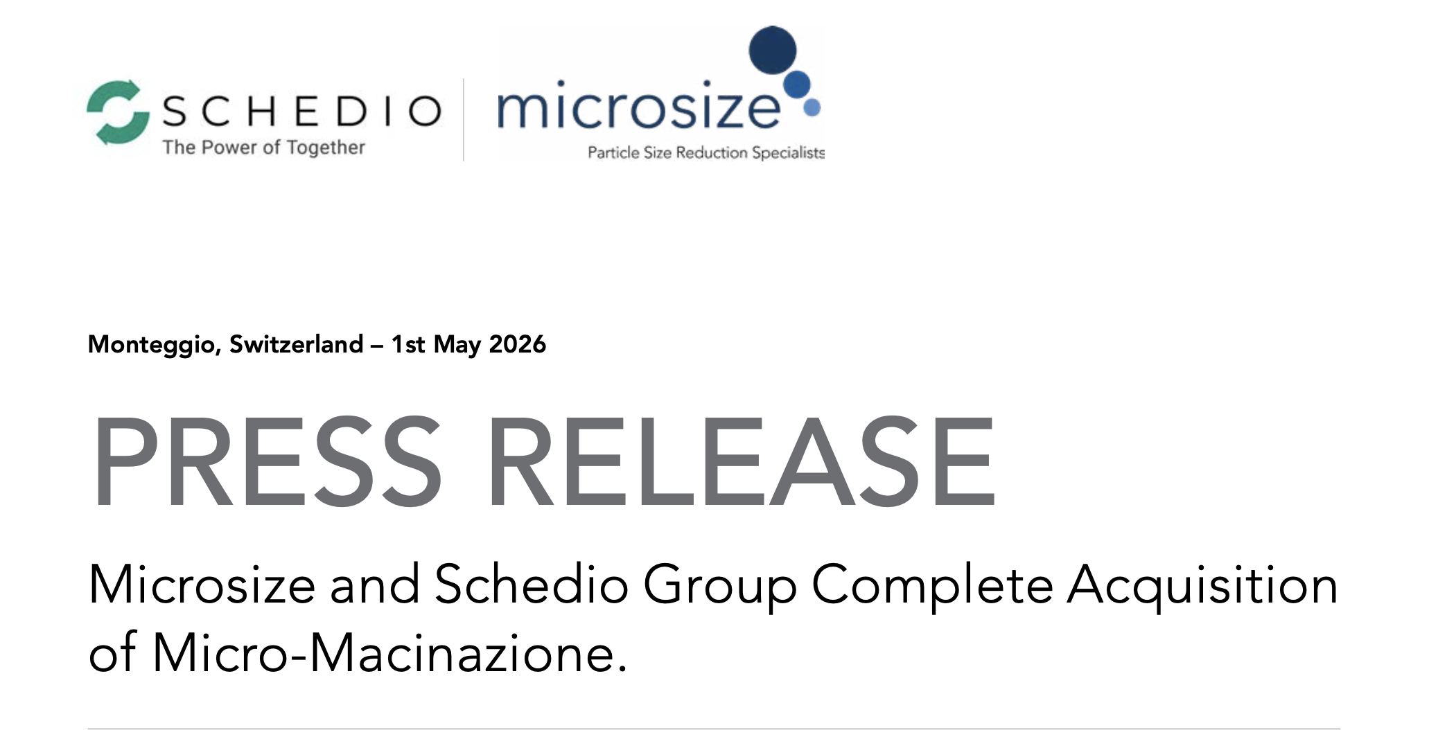 Hero image for the news announcing the acquisition of Micro-Macinazione by Microsize and Schedio Group