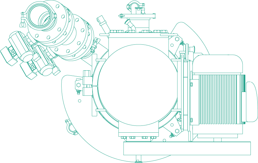 Technical side view illustration of industrial equipment, used for schematic or instructional purposes.