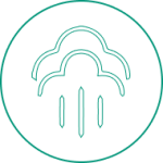 Icon illustrating a cloud with three downward-pointing lines, representing steam or vapor.