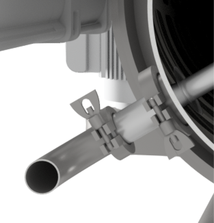 Detailed view of an industrial processing machine, highlighting the cylindrical container with an open top, designed for easy access and maintenance.