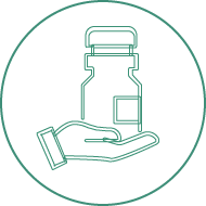 Schematic outline of a pharmaceutical product, used for promotional or technical illustration purposes.